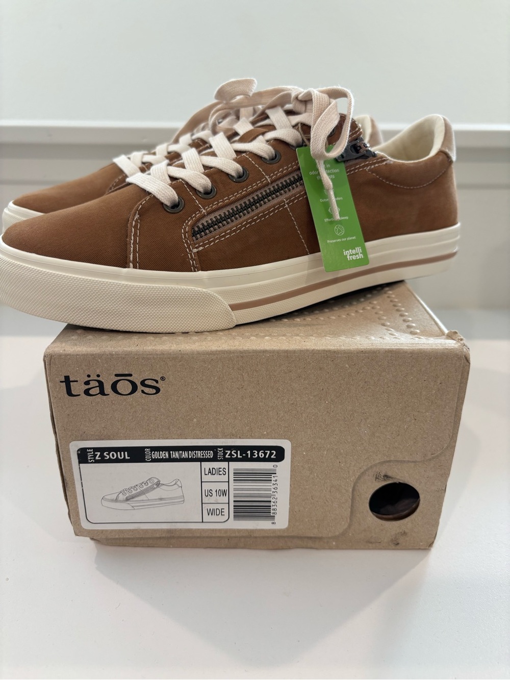 Taos 'Z Soul' Tan Brown Canvas Sneakers - Size 10 Wide - Picture 3 of 9